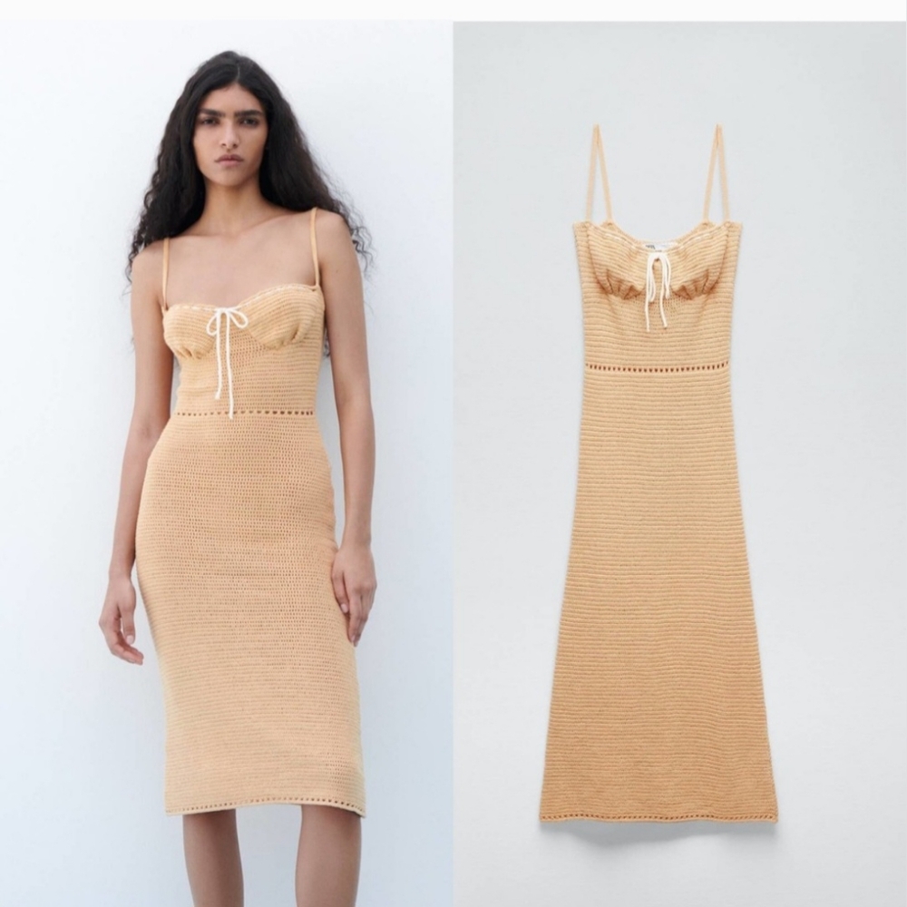 Zara Crochet Knit Midi Dress, Sz. Medium
